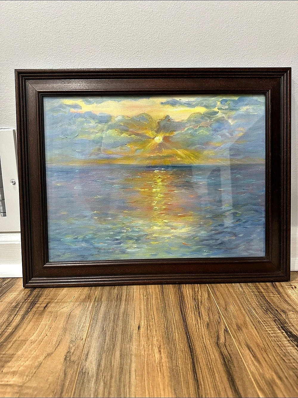 Framed Seascape Painting in Blue & Yellow